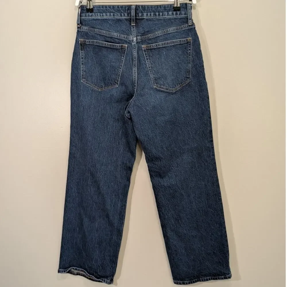 J.Crew Curvy Jeans Wide Leg Full Length Dark Wash Classic Denim - Size 27P